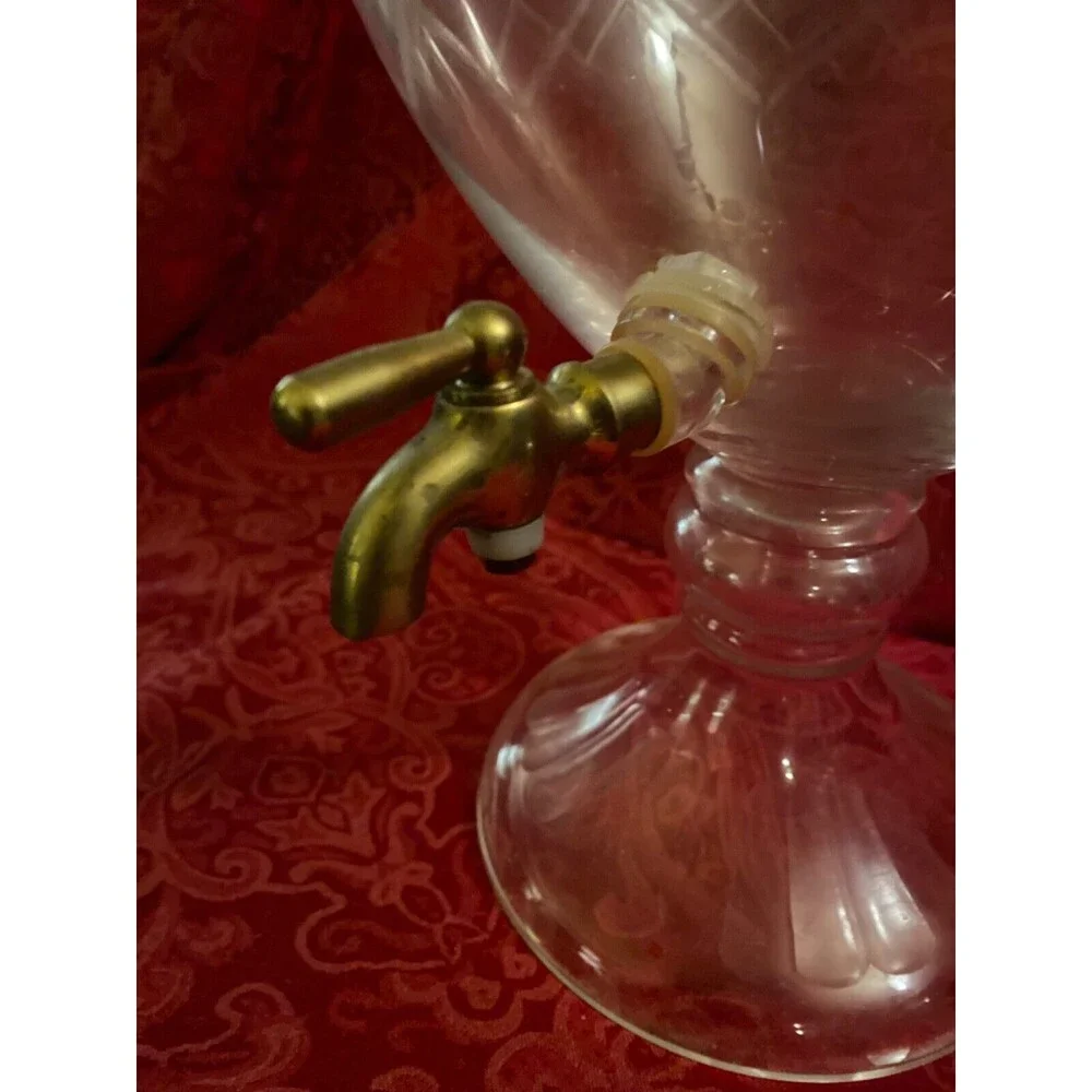Vintage Princess House etched Glass Drink Dispenser with Lid